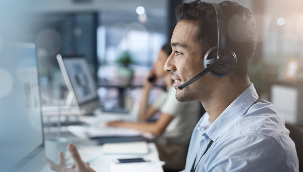 Man talking on a headset