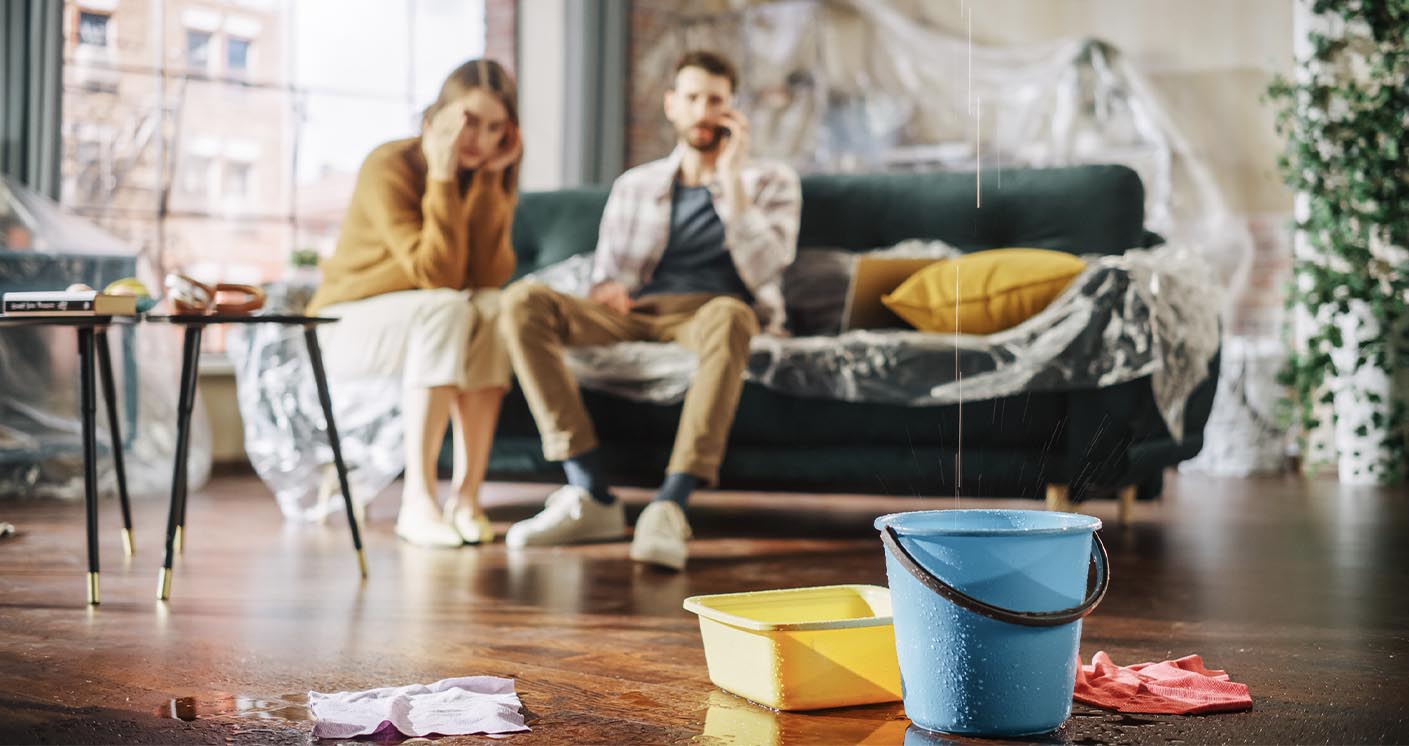 A couple in distress over their ceiling leaking water